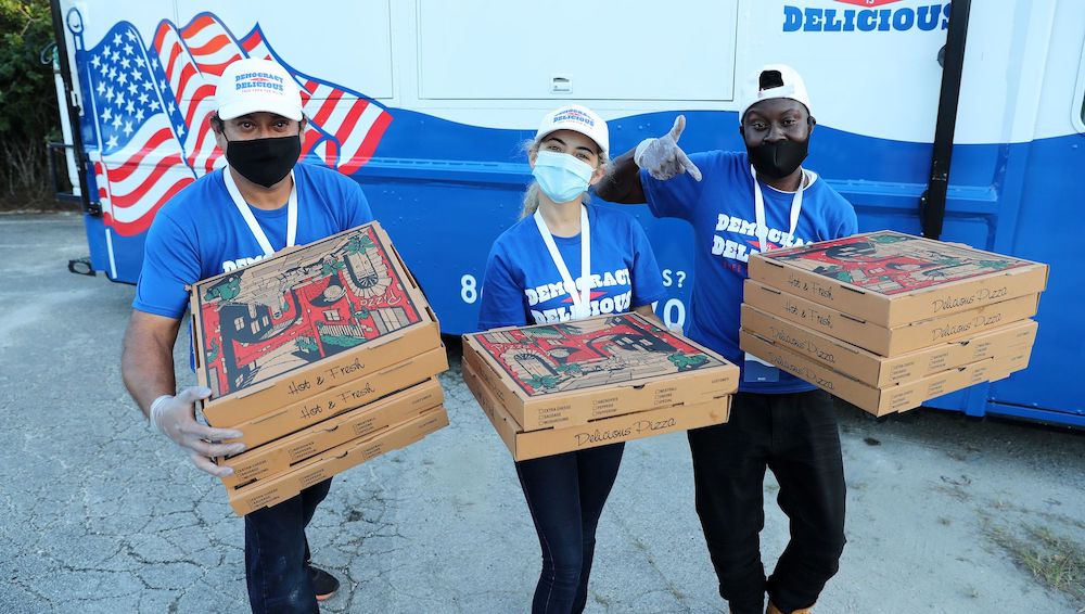 Pizza at a polling location